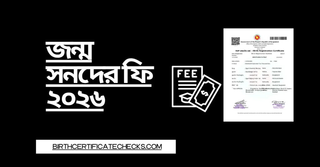 জন্ম সনদের ফি ২০২৬